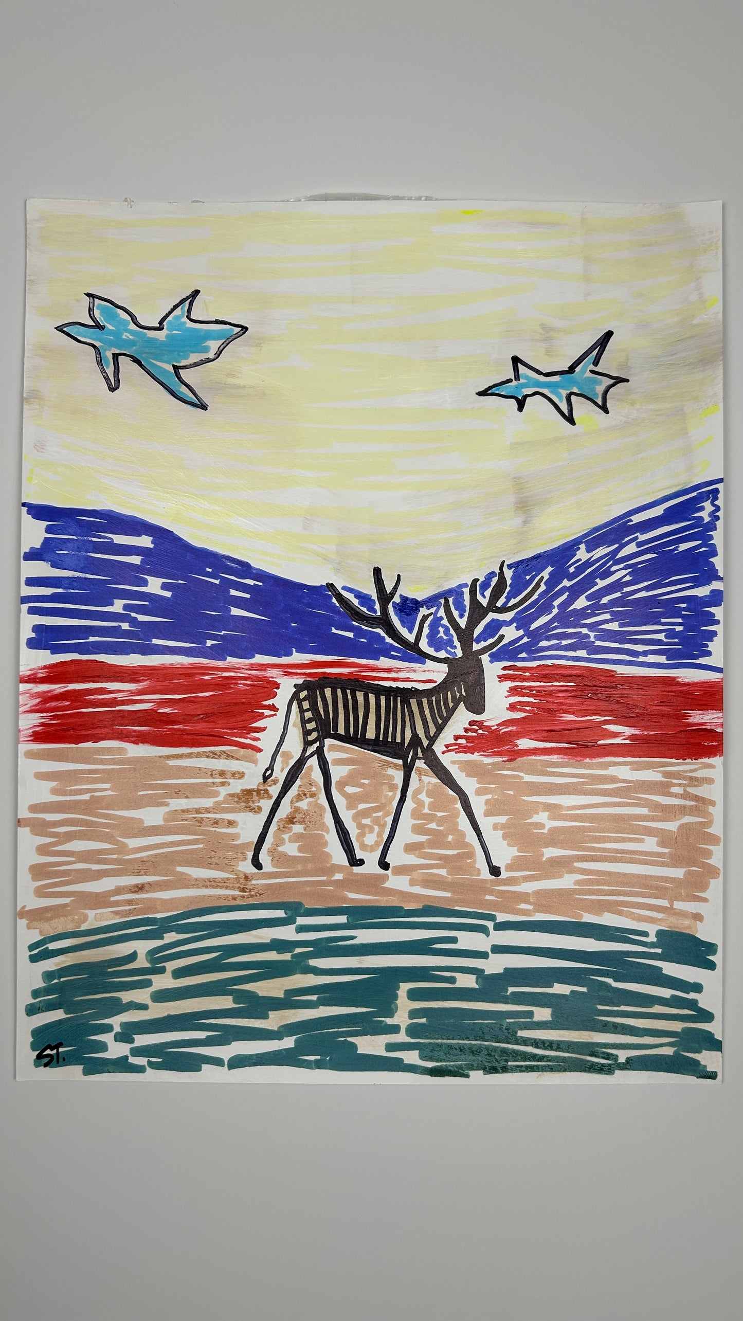 Reindeer in a Field — 11x14 in.