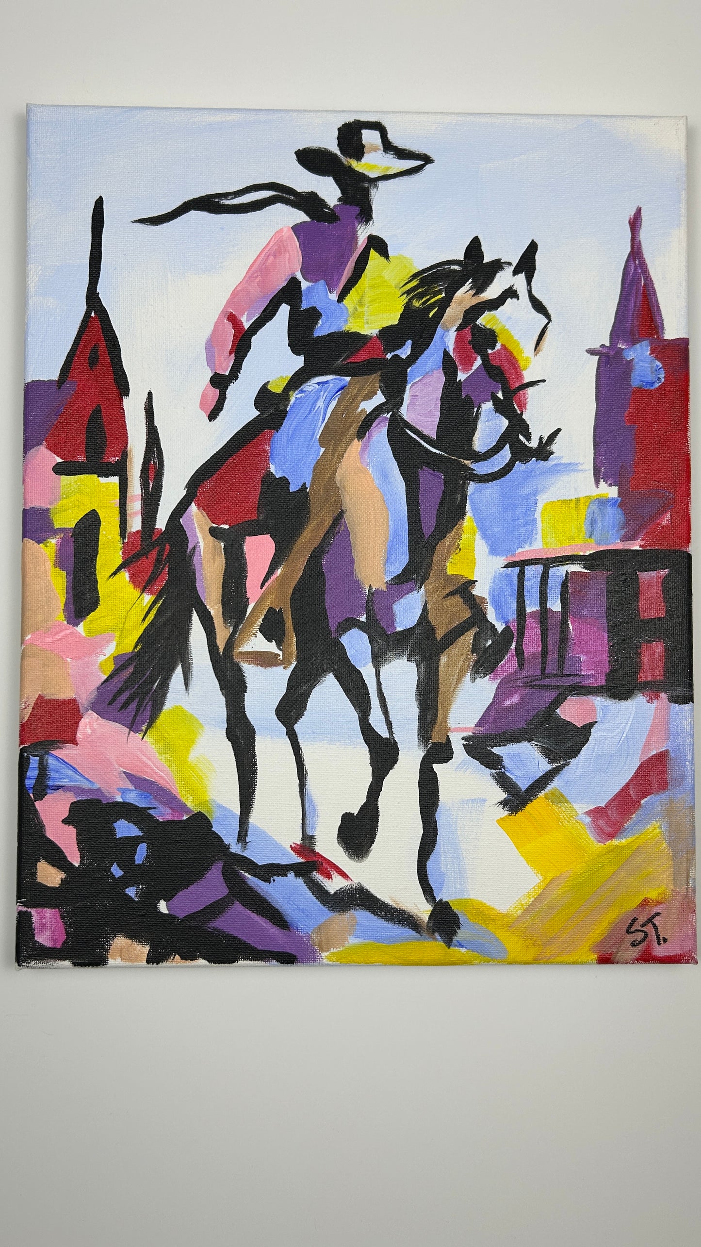 Just a Cool Cowboy and his Horse — 11x14 in.