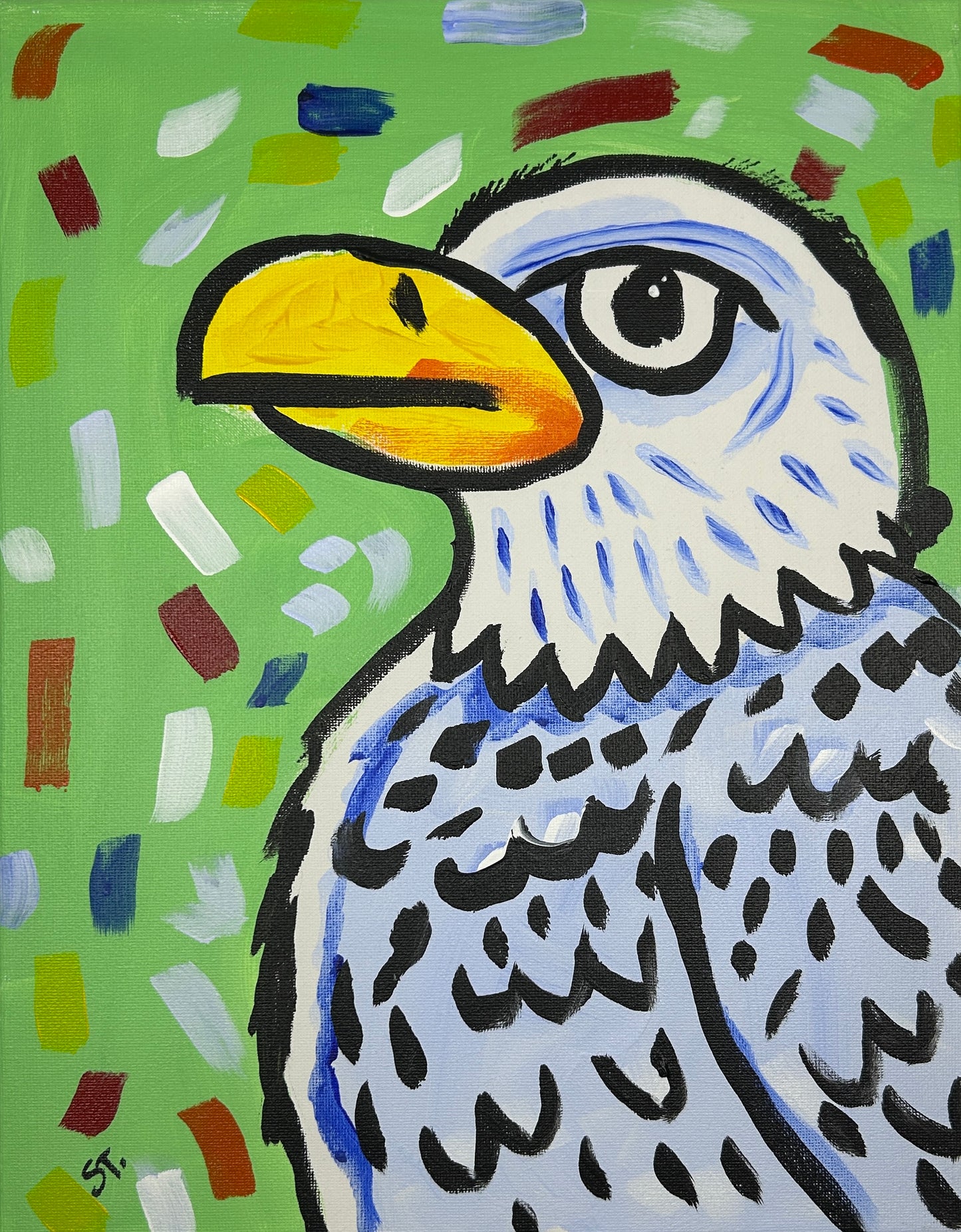 Eagle on Green Background — 11x14 in.